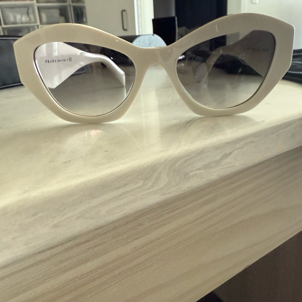 Prada White Retro Cat-Eye Sunglasses